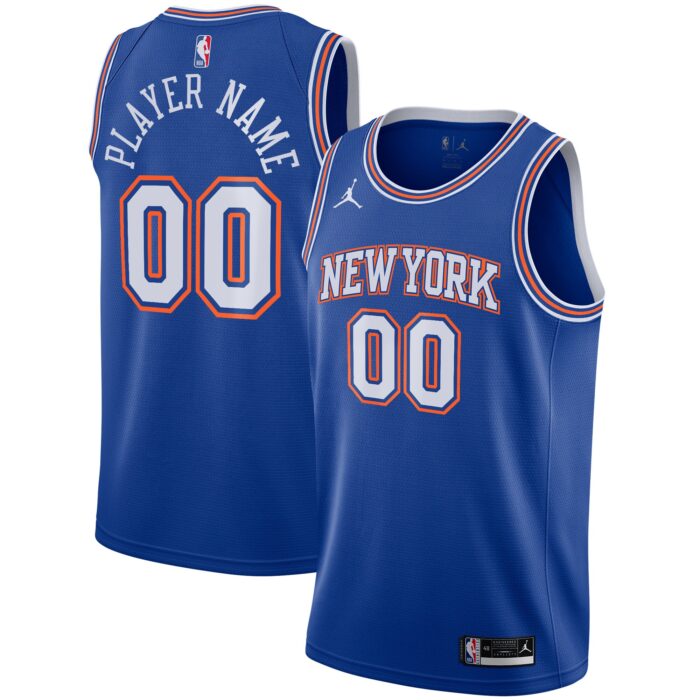 Men’s New York Knicks Jordan Brand Blue Swingman Custom Jersey – Statement Edition