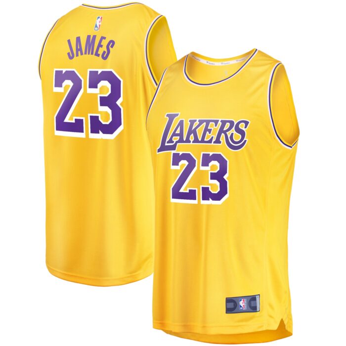Youth Los Angeles Lakers LeBron James Fanatics Gold Fast Break Player Jersey – Icon Edition