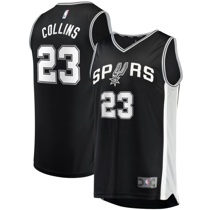 Men’s San Antonio Spurs Zach Collins Fanatics Black Fast Break Replica Jersey – Icon Edition