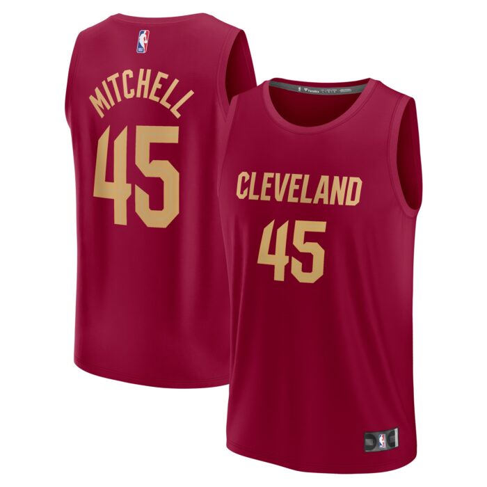 Men’s Cleveland Cavaliers Donovan Mitchell Fanatics Wine Fast Break Replica Jersey – Icon Edition