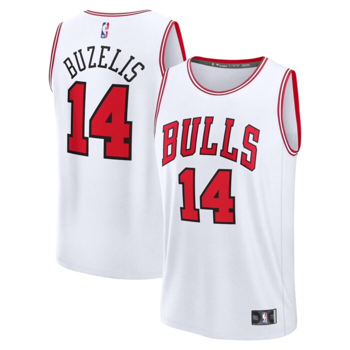 Men’s Chicago Bulls Matas Buzelis Fanatics White Fast Break Replica Player Jersey – Association Edition