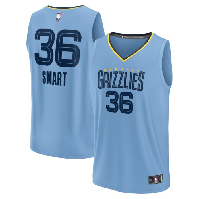Youth Memphis Grizzlies Marcus Smart Fanatics Light Blue Fast Break Player Jersey – Statement Edition