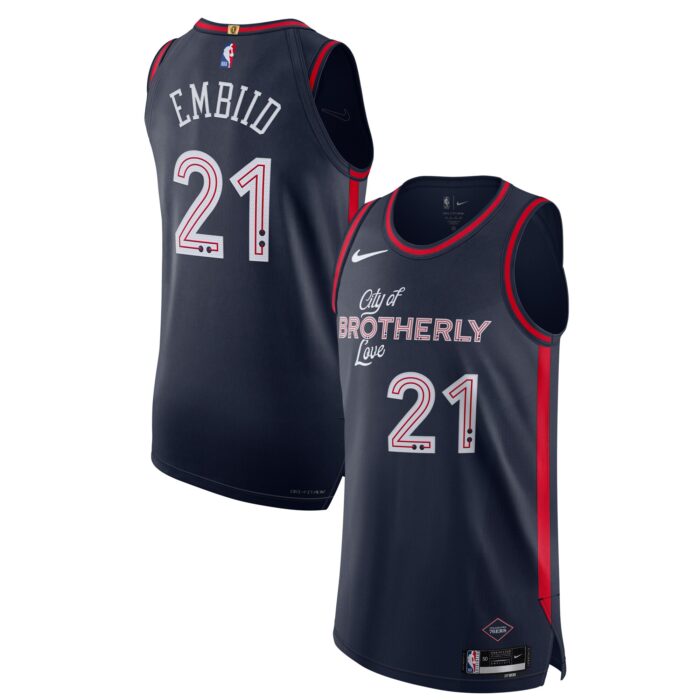 Men’s Philadelphia 76ers Joel Embiid Nike Navy Authentic Jersey – City Edition