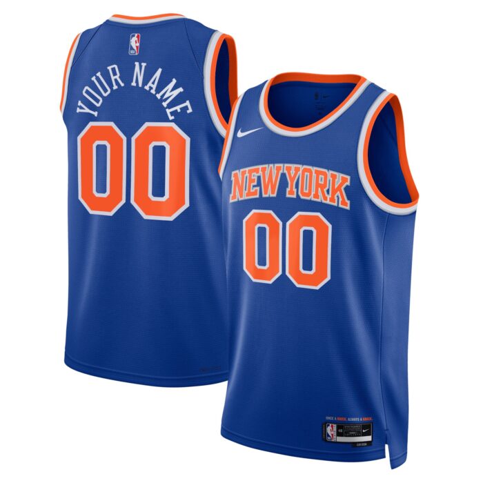 Unisex New York Knicks Nike Blue Swingman Custom Jersey – Icon Edition