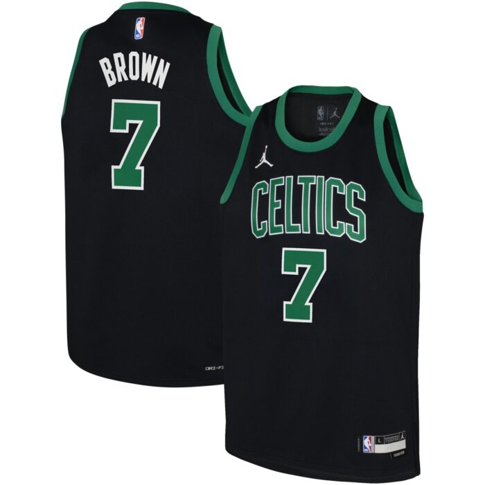 Youth Boston Celtics Jaylen Brown Jordan Brand Black Swingman Jersey – Statement Edition