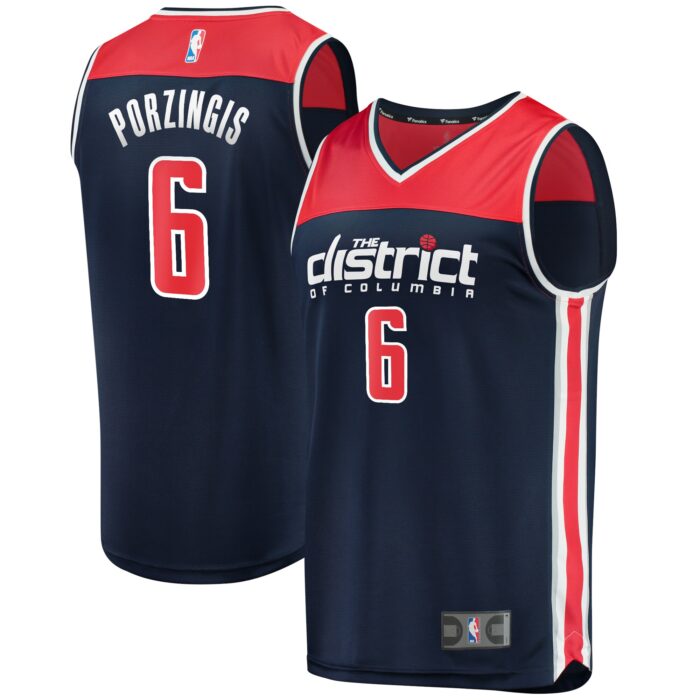 Men’s Washington Wizards Kristaps Porzingis Fanatics Navy Fast Break Replica Player Jersey – Statement Edition