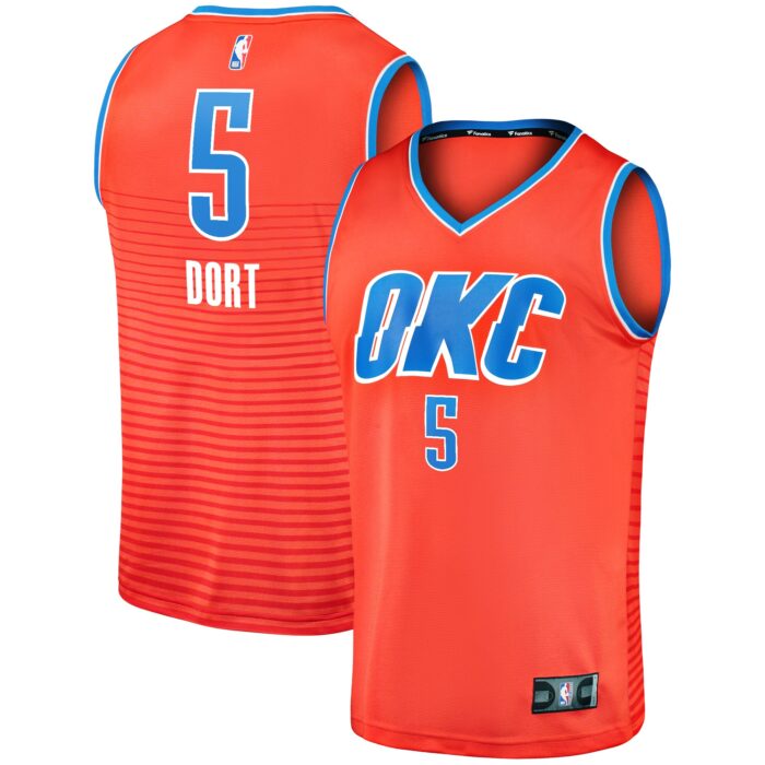Men’s Oklahoma City Thunder Luguentz Dort Fanatics Orange Fast Break Replica Player Jersey – Statement Edition