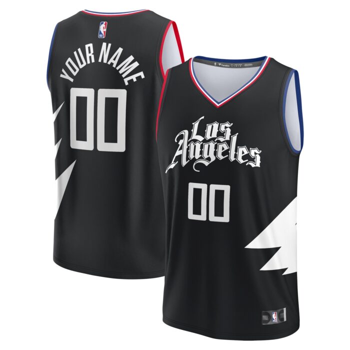 Youth LA Clippers Fanatics Black Fast Break Replica Custom Jersey – Statement Edition
