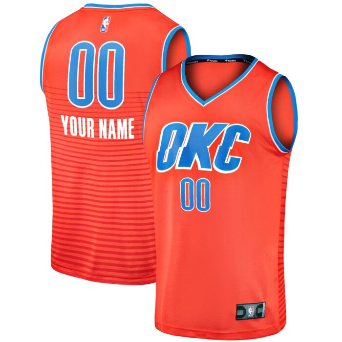 Men’s Oklahoma City Thunder Fanatics Orange Fast Break Custom Replica Jersey – Statement Edition