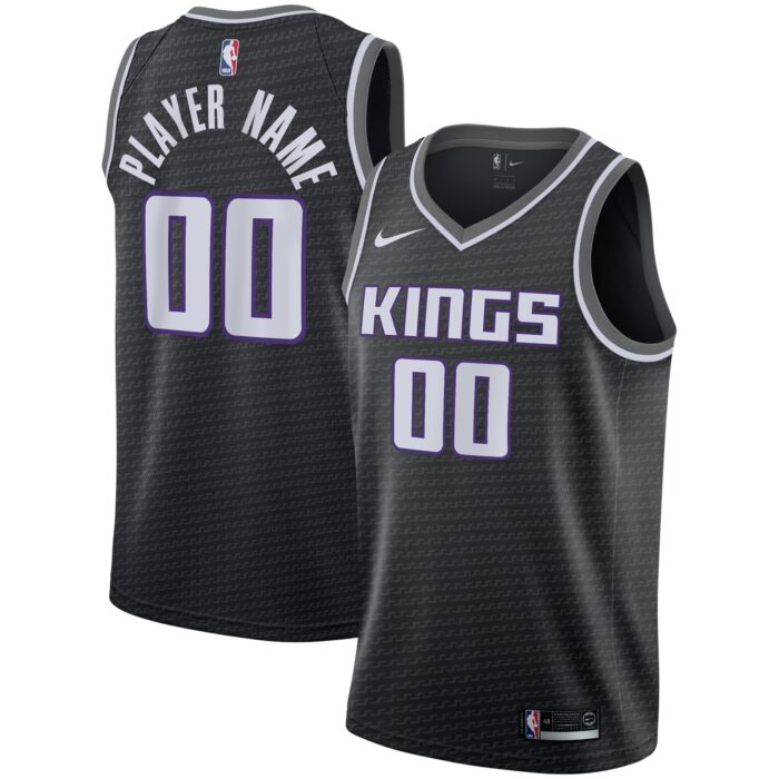 Men’s Sacramento Kings Nike Black Swingman Custom Jersey – Statement Edition
