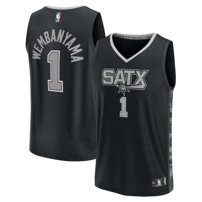 Youth San Antonio Spurs Victor Wembanyama Fanatics Black Fast Break Player Jersey – Statement Edition