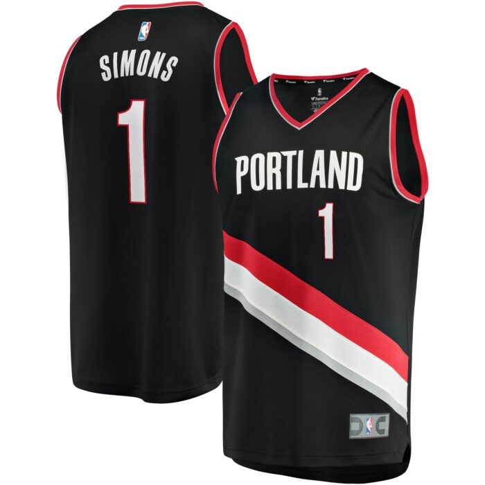 Men’s Portland Trail Blazers Anfernee Simons Fanatics Black Fast Break Replica Player Jersey – Icon Edition