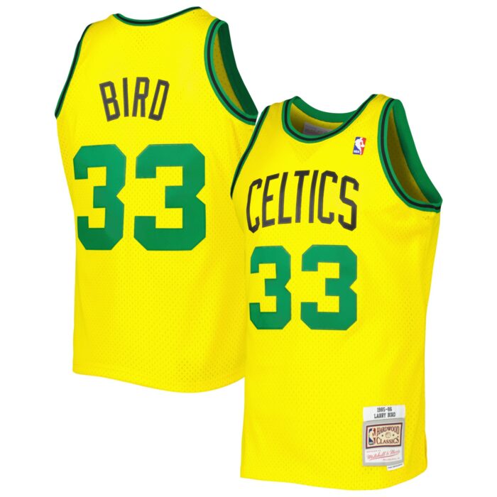 Men’s Boston Celtics Larry Bird Mitchell & Ness Gold 1985-86 Hardwood Classics Reload 3.0 Swingman Jersey