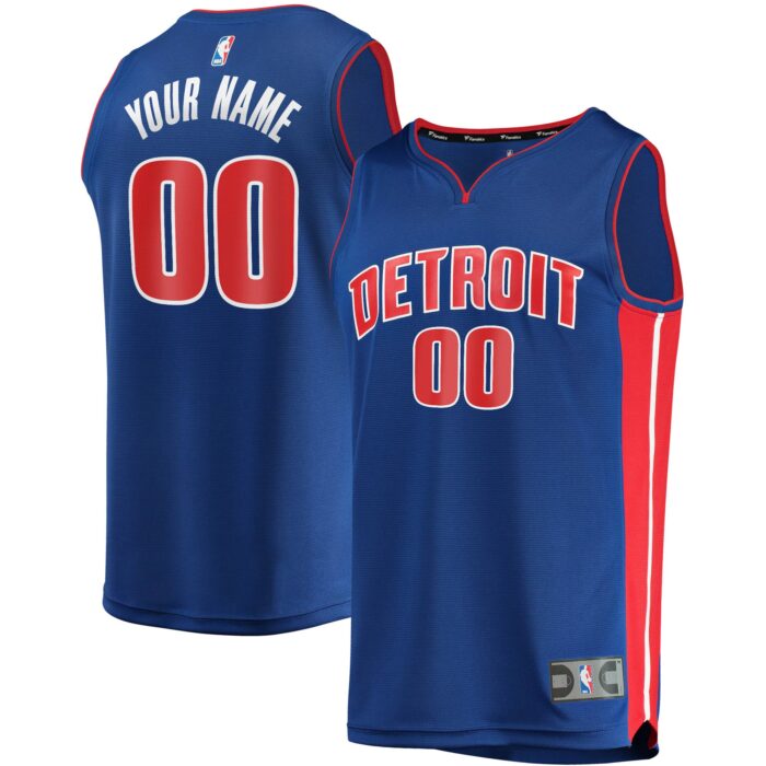 Men’s Detroit Pistons Fanatics Blue Fast Break Custom Replica Jersey – Icon Edition