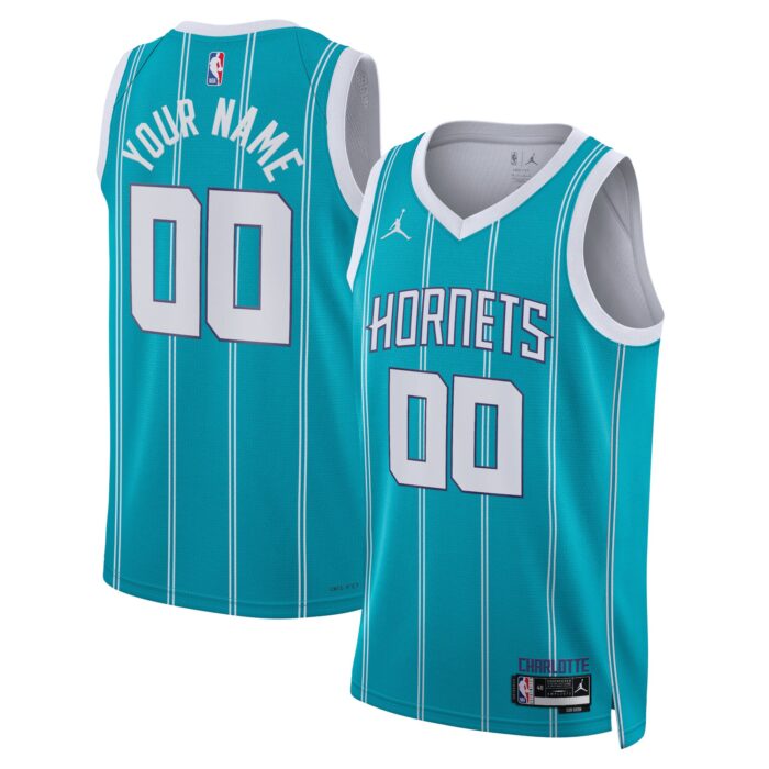 Unisex Charlotte Hornets Jordan Brand Teal Swingman Custom Jersey – Icon Edition