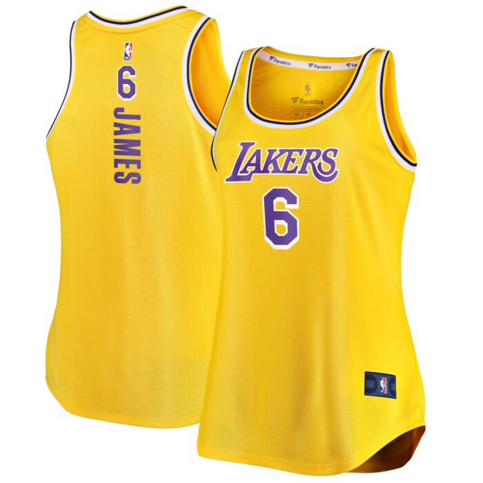 Women’s Los Angeles Lakers LeBron James Fanatics Gold Fast Break Tank Jersey – Icon Edition