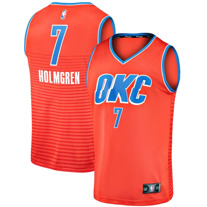 Men’s Oklahoma City Thunder Chet Holmgren Fanatics Orange Fast Break Replica Player Jersey – Statement Edition