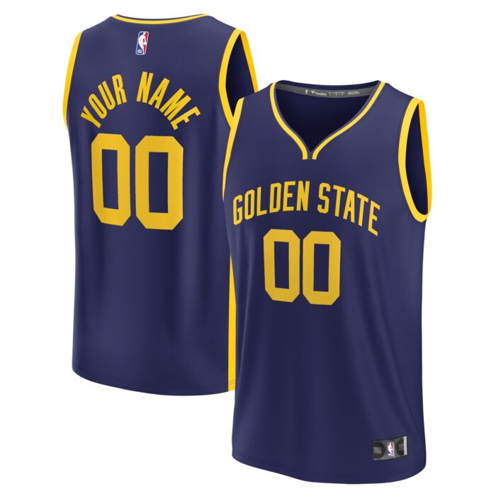 Men’s Golden State Warriors Fanatics Navy Fast Break Replica Custom Jersey – Statement Edition