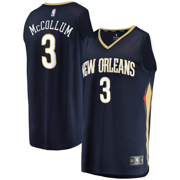 Youth New Orleans Pelicans C.J. McCollum Fanatics Navy Fast Break Replica Player Jersey – Icon Edition