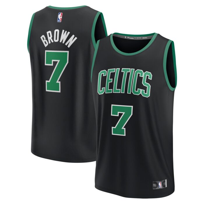 Men’s Boston Celtics Jaylen Brown Fanatics Black Fast Break Replica Player Jersey – Statement Edition