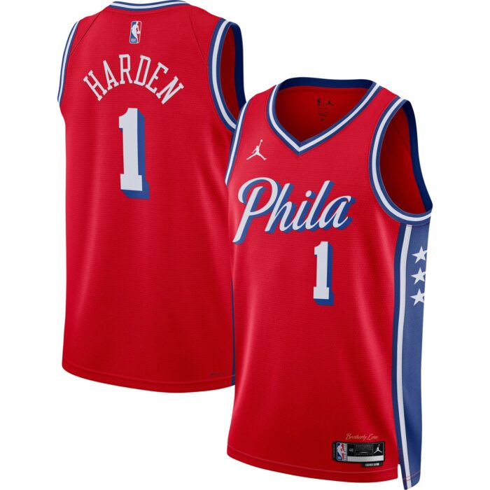 Unisex Philadelphia 76ers James Harden Jordan Brand Red Swingman Jersey – Statement Edition