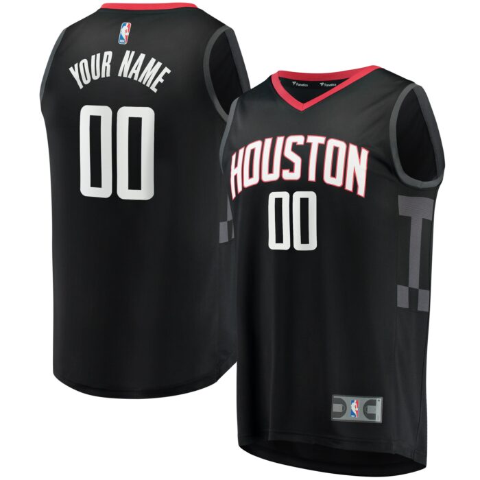 Men’s Houston Rockets Fanatics Black Fast Break Replica Custom Jersey – Statement Edition