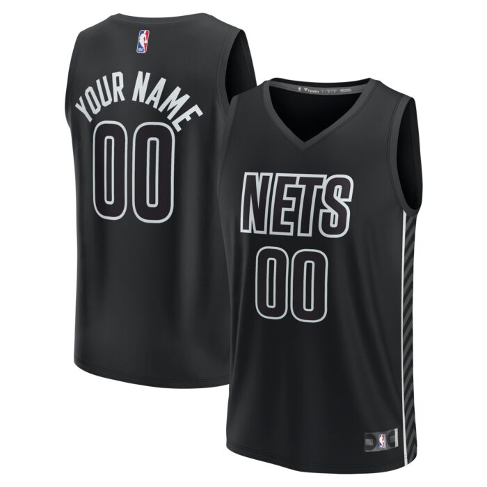 Youth Brooklyn Nets Fanatics Black Fast Break Replica Custom Jersey – Statement Edition