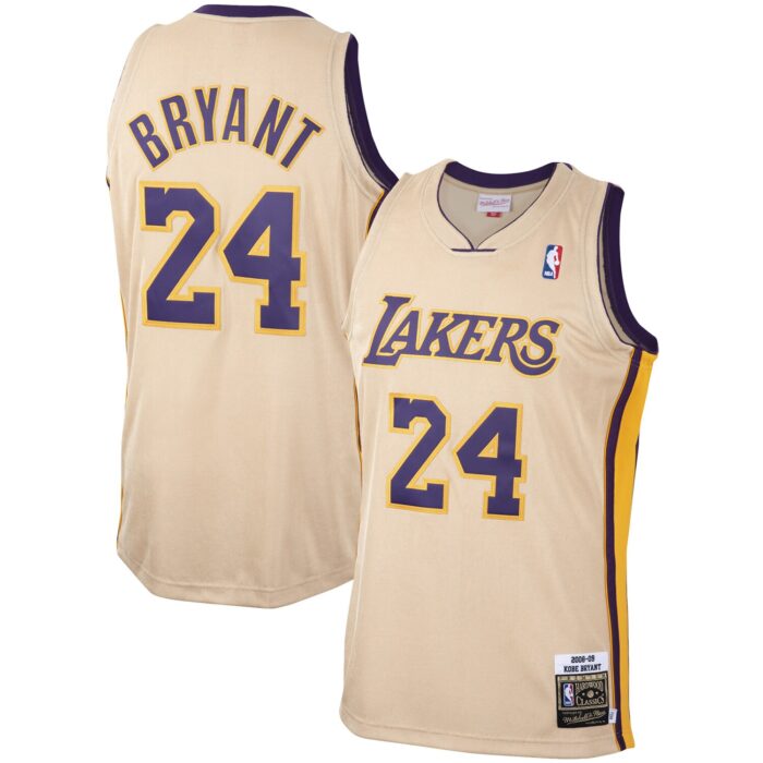 Men’s Los Angeles Lakers Kobe Bryant Mitchell & Ness Gold 2008-09 Hardwood Classics Authentic Player Jersey