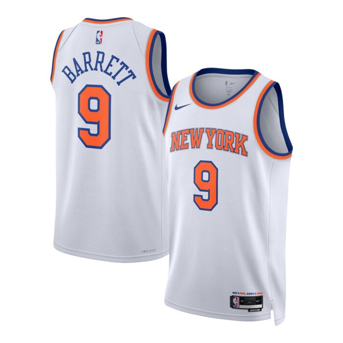 Unisex New York Knicks RJ Barrett Nike White Swingman Jersey – Association Edition