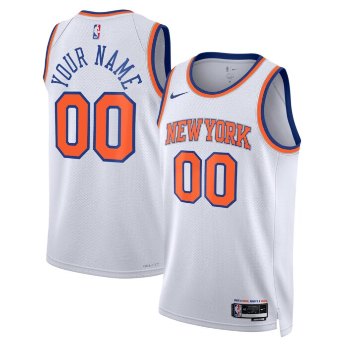 Unisex New York Knicks Nike White Swingman Custom Jersey – Association Edition
