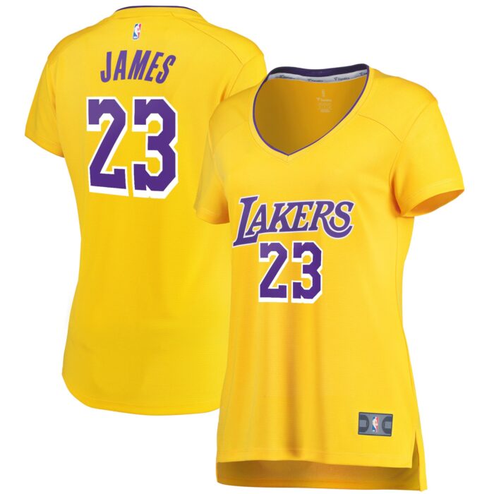 Women’s Los Angeles Lakers LeBron James Fanatics Gold Fast Break Replica Jersey – Icon Edition