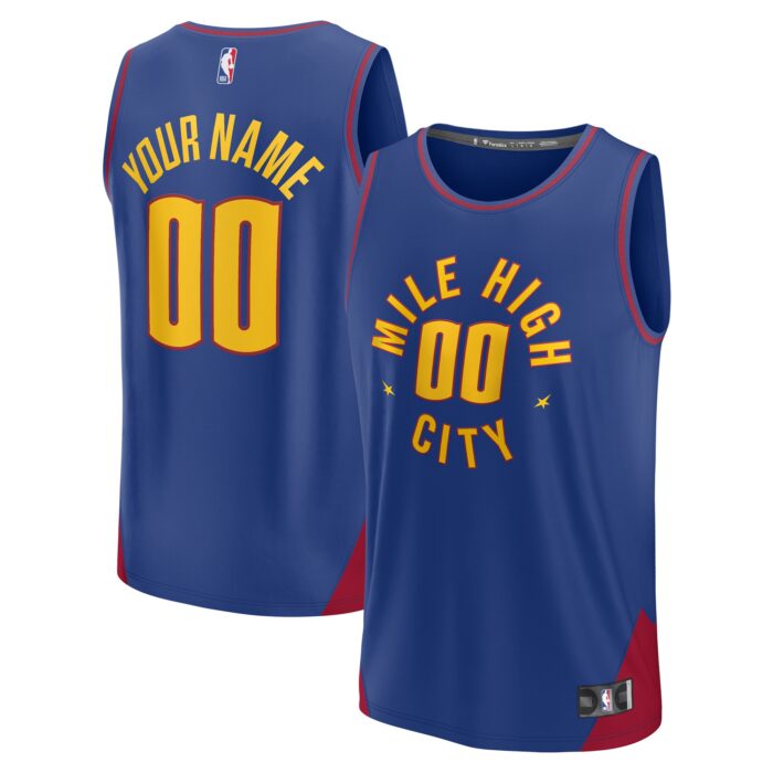 Youth Denver Nuggets Fanatics Blue Fast Break Replica Custom Jersey – Statement Edition