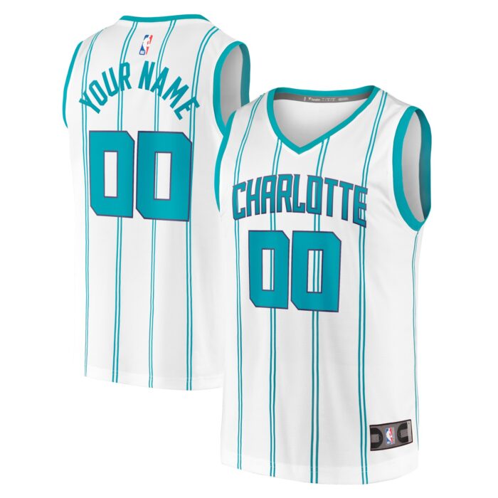 Men’s Charlotte Hornets Fanatics White Fast Break Custom Replica Jersey – Association Edition