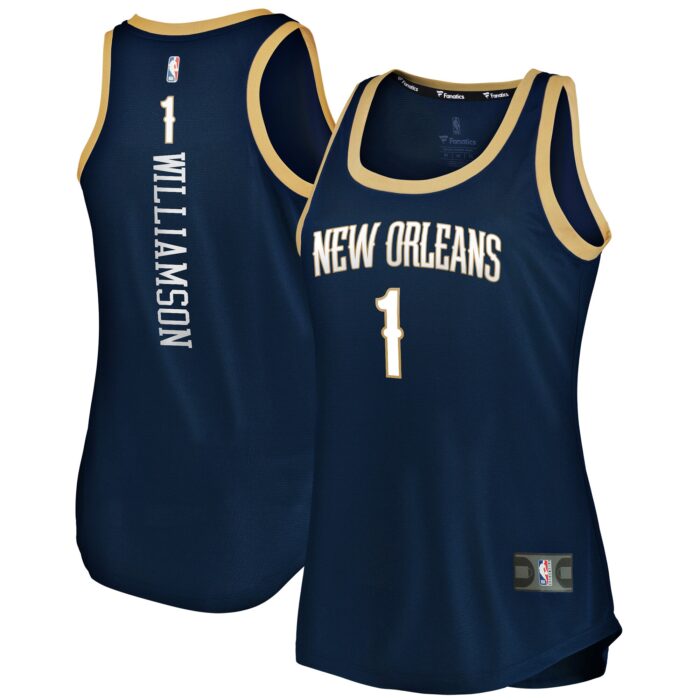 Women’s New Orleans Pelicans Zion Williamson Fanatics Navy Fast Break Team Tank Jersey – Icon Edition