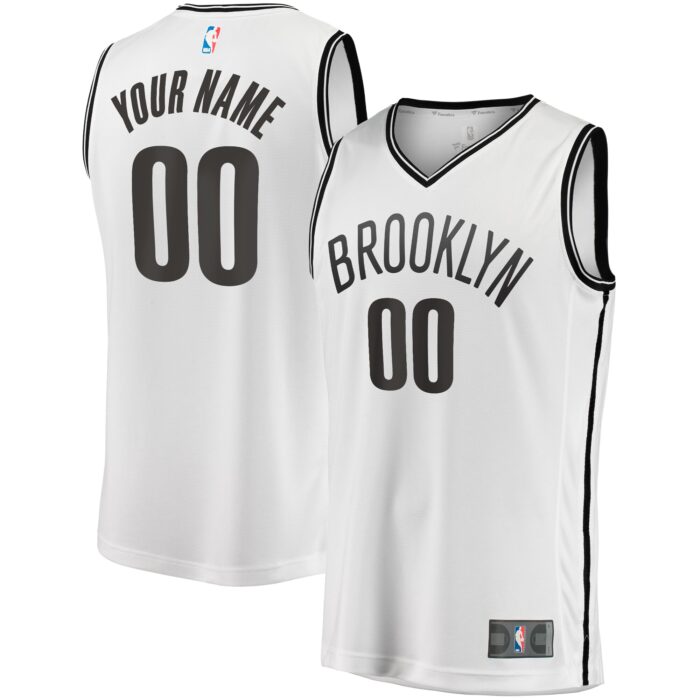 Men’s Brooklyn Nets Fanatics White Fast Break Custom Replica Jersey – Association Edition