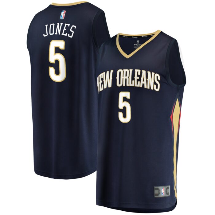 Youth New Orleans Pelicans Herbert Jones Fanatics Navy Fast Break Replica Jersey – Icon Edition