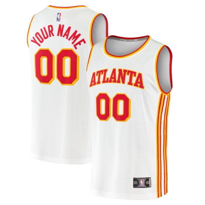Men’s Atlanta Hawks Fanatics White Fast Break Custom Replica Jersey – Association Edition