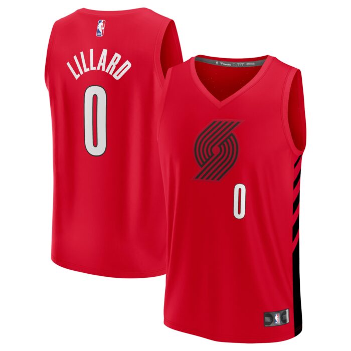 Men’s Portland Trail Blazers Damian Lillard Fanatics Red Fast Break Replica Player Jersey – Statement Edition