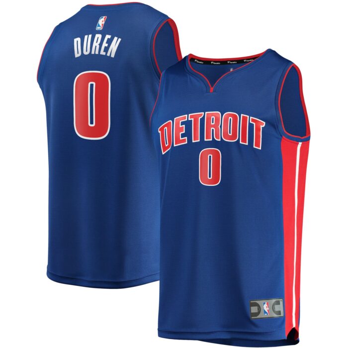 Men’s Detroit Pistons Jalen Duren Fanatics Blue Fast Break Replica Jersey – Icon Edition