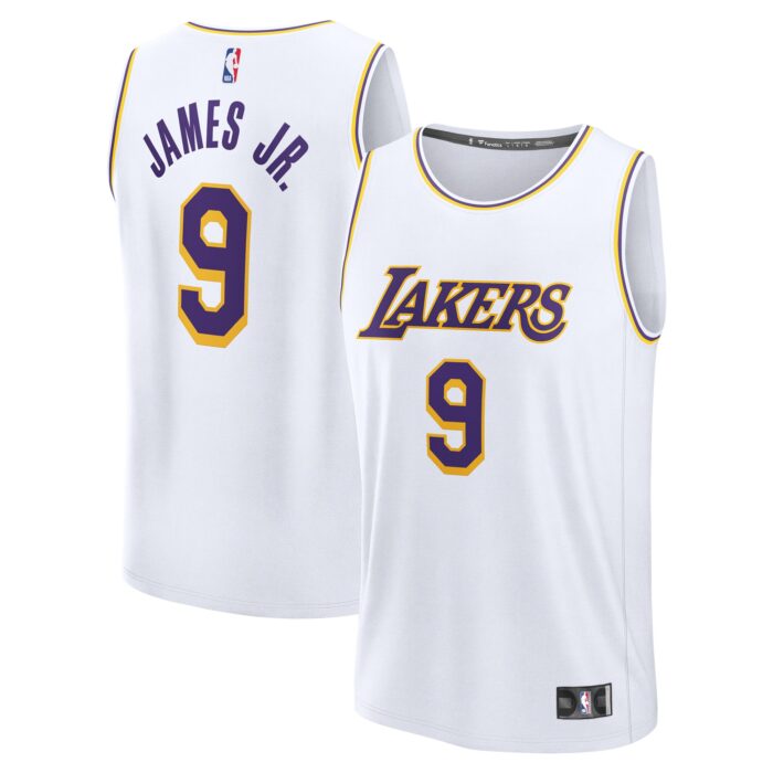 Youth Los Angeles Lakers Bronny James Fanatics White Fast Break Replica Player Jersey – Association Edition