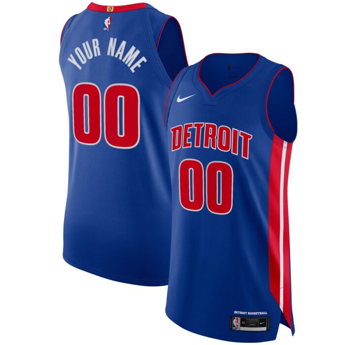Men’s Detroit Pistons Nike Blue Authentic Custom Jersey – Icon Edition