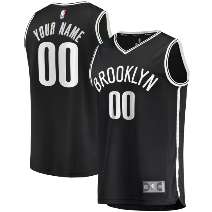 Youth Brooklyn Nets Fanatics Black Fast Break Custom Replica Jersey – Icon Edition