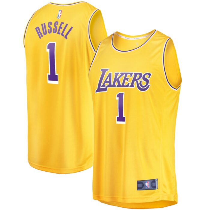 Men’s Los Angeles Lakers D’Angelo Russell Fanatics Gold Fast Break Player Jersey – Icon Edition