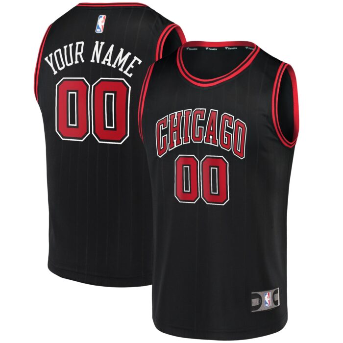 Men’s Chicago Bulls Fanatics Black Fast Break Replica Custom Jersey – Statement Edition