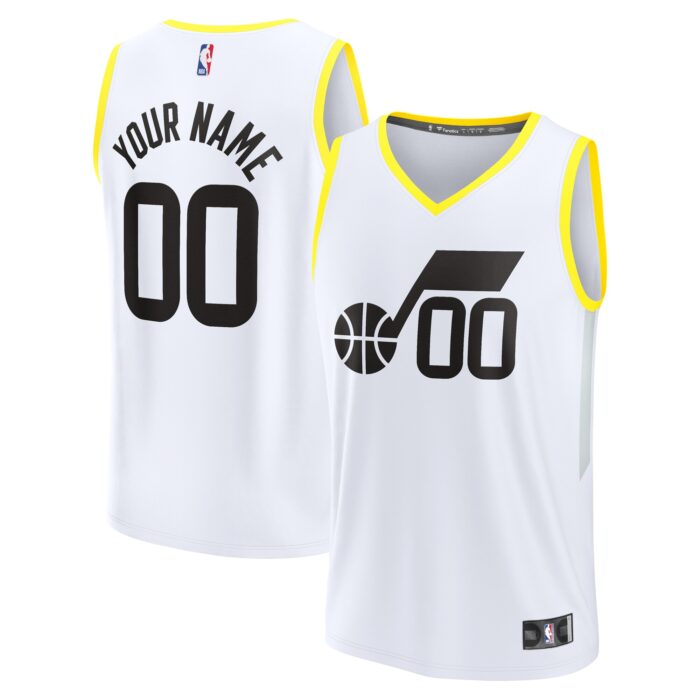 Youth Utah Jazz Fanatics White Fast Break Replica Custom Jersey – Association Edition