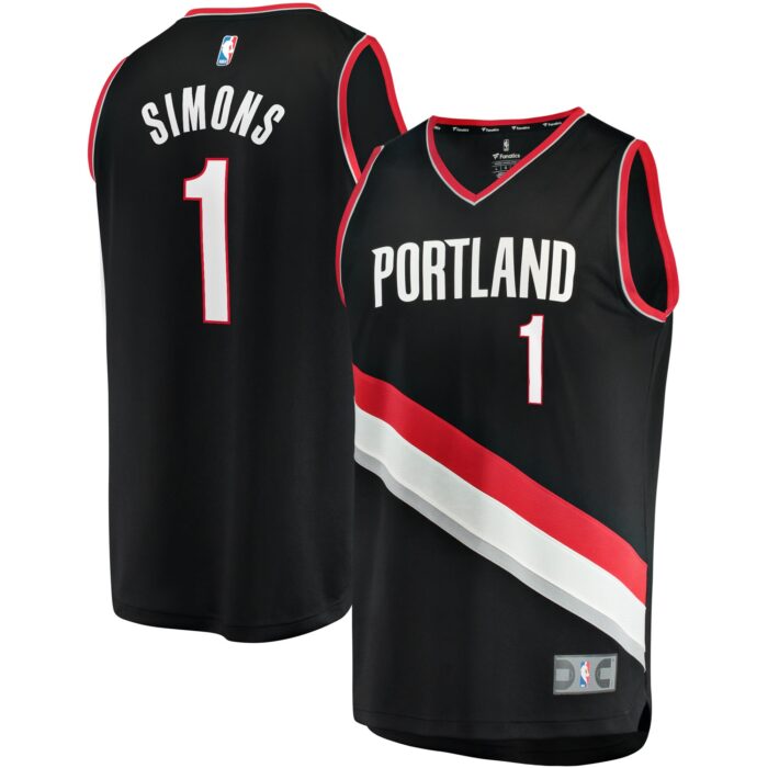 Men’s Portland Trail Blazers Anfernee Simons Fanatics Black Fast Break Replica Jersey – Icon Edition