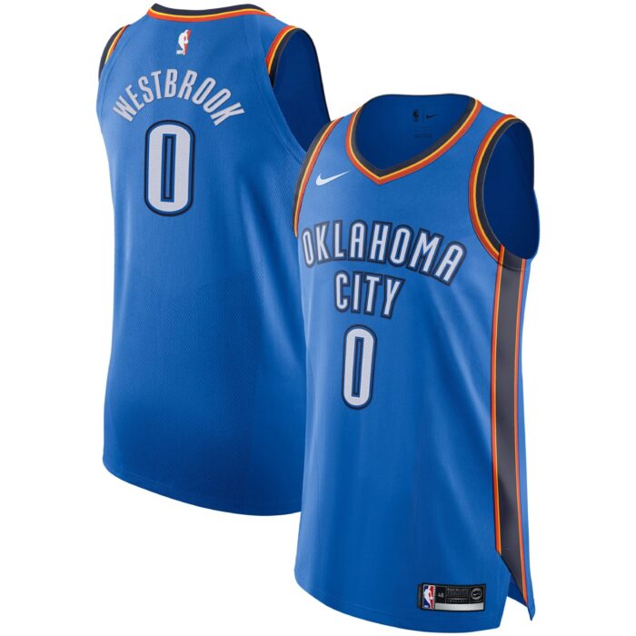 Men’s Oklahoma City Thunder Russell Westbrook Nike Blue Authentic Player Jersey – Icon Edition