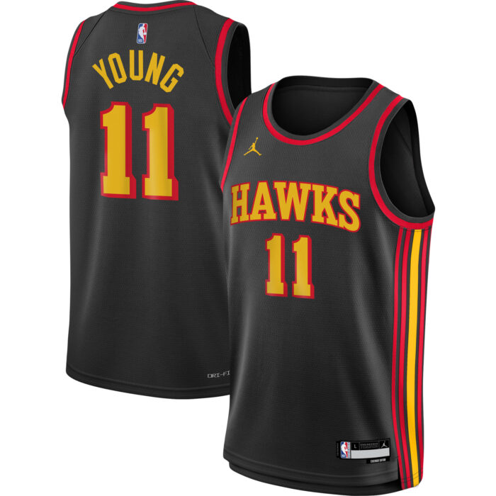 Youth Atlanta Hawks Trae Young Jordan Brand Black Swingman Jersey – Statement Edition