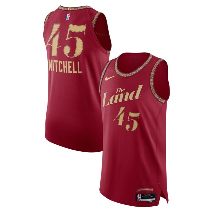 Men’s Cleveland Cavaliers Donovan Mitchell Nike Wine Authentic Jersey – City Edition