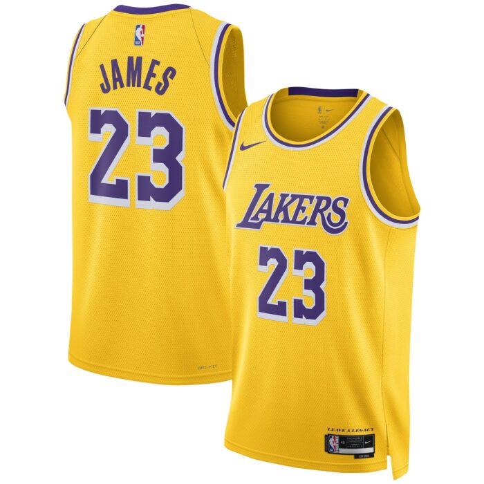 Unisex Los Angeles Lakers LeBron James Nike Gold Swingman Jersey – Icon Edition